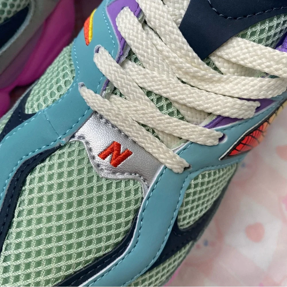 New Balance Sneakers - Mint, Purple & Pink Accents